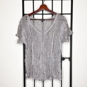 Eileen Fisher Open Weave Short Sleeve Knit Top Sz S